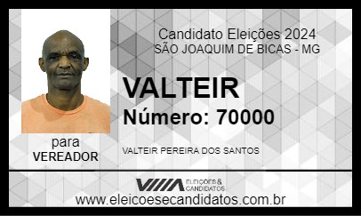 Candidato VALTEIR 2024 - SÃO JOAQUIM DE BICAS - Eleições