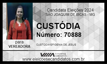 Candidato CUSTÓDIA 2024 - SÃO JOAQUIM DE BICAS - Eleições