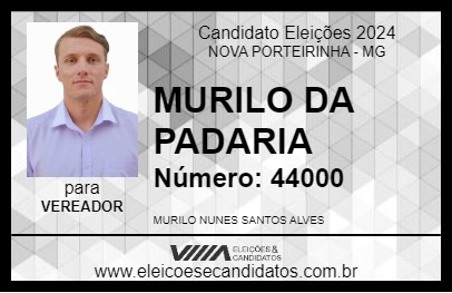 Candidato MURILO DA PADARIA 2024 - NOVA PORTEIRINHA - Eleições