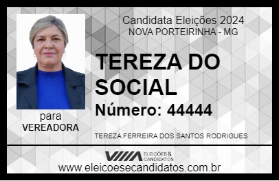 Candidato TEREZA DO SOCIAL 2024 - NOVA PORTEIRINHA - Eleições