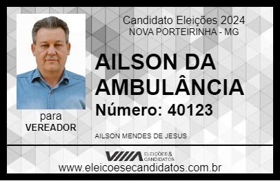 Candidato AILSON DA AMBULÂNCIA 2024 - NOVA PORTEIRINHA - Eleições