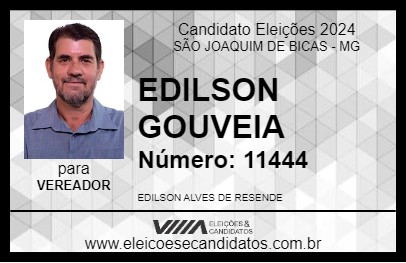 Candidato EDILSON GOUVEIA 2024 - SÃO JOAQUIM DE BICAS - Eleições