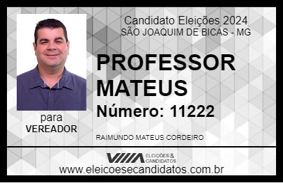 Candidato PROFESSOR MATEUS 2024 - SÃO JOAQUIM DE BICAS - Eleições