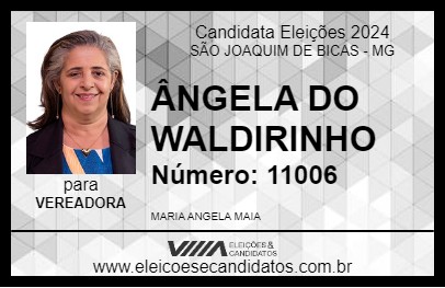 Candidato ÂNGELA DO WALDIRINHO 2024 - SÃO JOAQUIM DE BICAS - Eleições