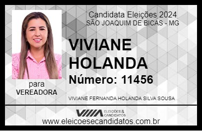 Candidato VIVIANE HOLANDA 2024 - SÃO JOAQUIM DE BICAS - Eleições