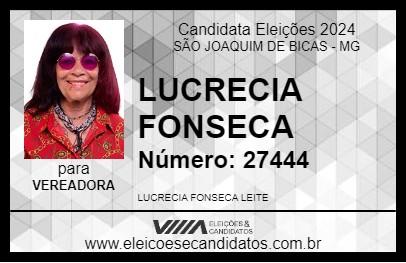 Candidato LUCRECIA FONSECA 2024 - SÃO JOAQUIM DE BICAS - Eleições