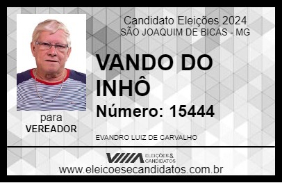 Candidato VANDO DO INHÔ 2024 - SÃO JOAQUIM DE BICAS - Eleições