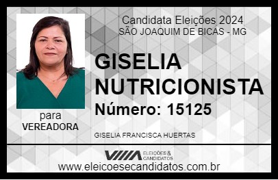 Candidato GISELIA NUTRICIONISTA 2024 - SÃO JOAQUIM DE BICAS - Eleições