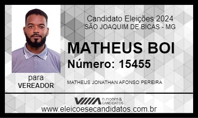 Candidato MATHEUS BOI 2024 - SÃO JOAQUIM DE BICAS - Eleições