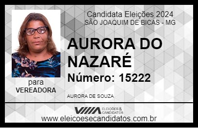 Candidato AURORA DO NAZARÉ 2024 - SÃO JOAQUIM DE BICAS - Eleições