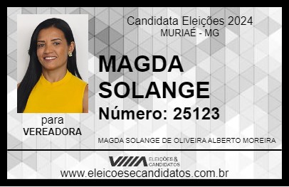 Candidato MAGDA SOLANGE 2024 - MURIAÉ - Eleições