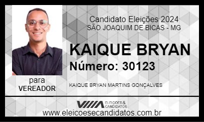 Candidato KAIQUE BRYAN 2024 - SÃO JOAQUIM DE BICAS - Eleições