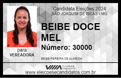 Candidato BEIBE DOCE MEL 2024 - SÃO JOAQUIM DE BICAS - Eleições