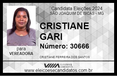 Candidato CRISTIANE GARI 2024 - SÃO JOAQUIM DE BICAS - Eleições