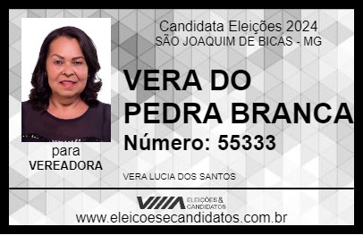 Candidato VERA DO PEDRA BRANCA 2024 - SÃO JOAQUIM DE BICAS - Eleições