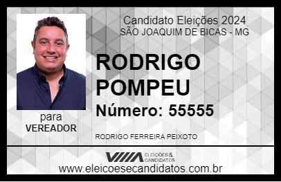 Candidato RODRIGO POMPEU 2024 - SÃO JOAQUIM DE BICAS - Eleições