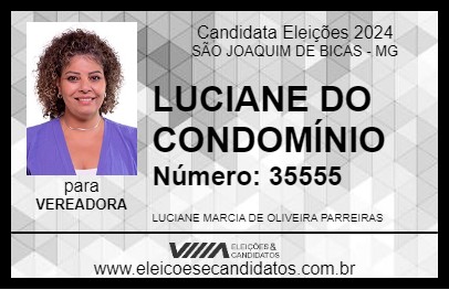 Candidato LUCIANE DO CONDOMÍNIO 2024 - SÃO JOAQUIM DE BICAS - Eleições