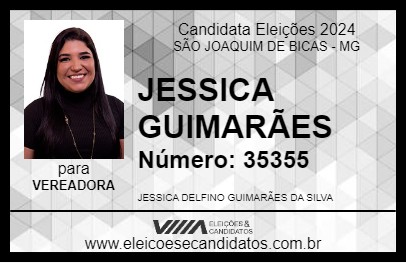 Candidato JESSICA GUIMARÃES 2024 - SÃO JOAQUIM DE BICAS - Eleições