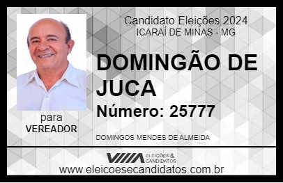 Candidato DOMINGÃO DE JUCA 2024 - ICARAÍ DE MINAS - Eleições