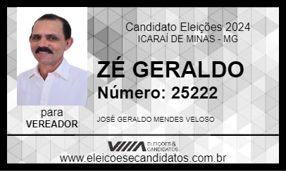 Candidato ZÉ GERALDO 2024 - ICARAÍ DE MINAS - Eleições