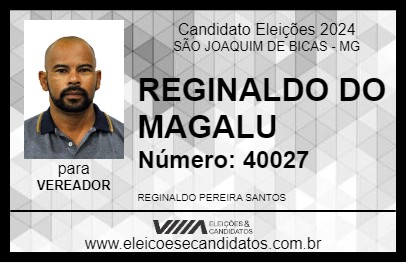 Candidato REGINALDO DO MAGALU 2024 - SÃO JOAQUIM DE BICAS - Eleições