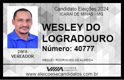 Candidato WESLEY DO LOGRADOURO 2024 - ICARAÍ DE MINAS - Eleições