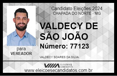 Candidato VALDECY DE SÃO JOÃO 2024 - CHAPADA DO NORTE - Eleições