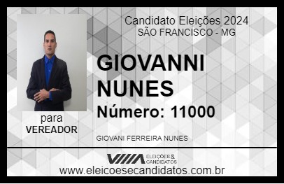 Candidato GIOVANNI NUNES 2024 - SÃO FRANCISCO - Eleições