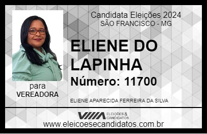 Candidato ELIENE DO LAPINHA 2024 - SÃO FRANCISCO - Eleições