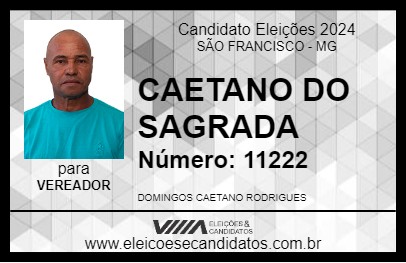 Candidato CAETANO DO SAGRADA 2024 - SÃO FRANCISCO - Eleições