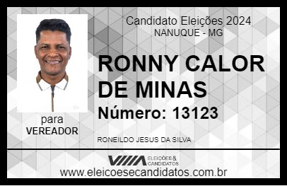 Candidato RONNY CALOR DE MINAS 2024 - NANUQUE - Eleições