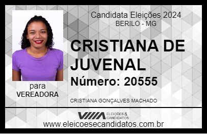 Candidato CRISTIANA DE JUVENAL 2024 - BERILO - Eleições