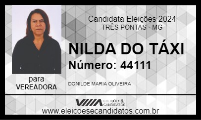 Candidato NILDA DO TÁXI 2024 - TRÊS PONTAS - Eleições