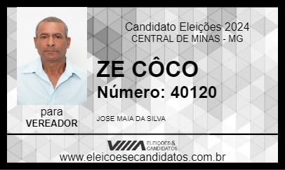 Candidato ZE CÔCO 2024 - CENTRAL DE MINAS - Eleições