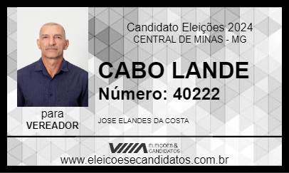 Candidato CABO LANDE 2024 - CENTRAL DE MINAS - Eleições