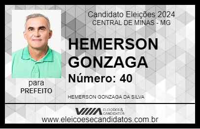 Candidato HEMERSON GONZAGA 2024 - CENTRAL DE MINAS - Eleições