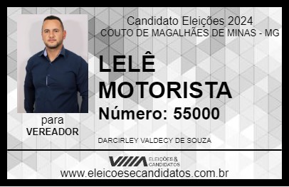 Candidato LELÊ MOTORISTA 2024 - COUTO DE MAGALHÃES DE MINAS - Eleições