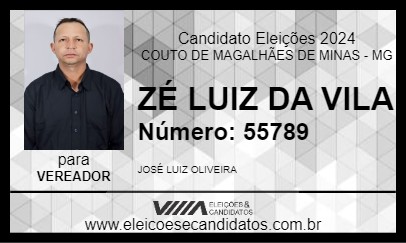 Candidato ZÉ LUIZ DA VILA 2024 - COUTO DE MAGALHÃES DE MINAS - Eleições