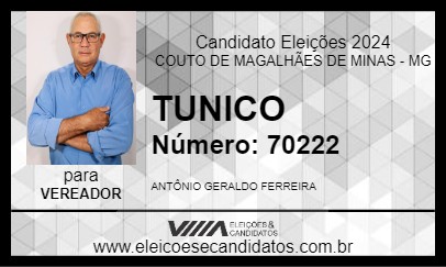 Candidato TUNICO 2024 - COUTO DE MAGALHÃES DE MINAS - Eleições