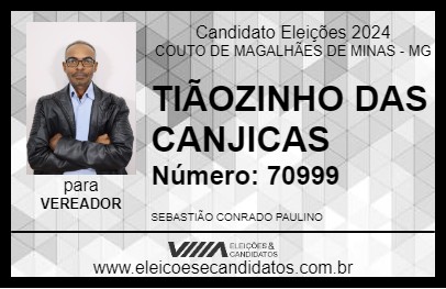 Candidato TIÃOZINHO DAS CANJICAS 2024 - COUTO DE MAGALHÃES DE MINAS - Eleições