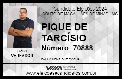 Candidato PIQUE DE TARCÍSIO 2024 - COUTO DE MAGALHÃES DE MINAS - Eleições