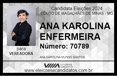 Candidato ANA KAROLINA ENFERMEIRA 2024 - COUTO DE MAGALHÃES DE MINAS - Eleições