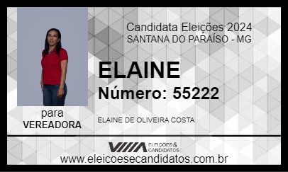 Candidato ELAINE 2024 - SANTANA DO PARAÍSO - Eleições