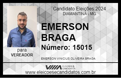 Candidato EMERSON BRAGA 2024 - DIAMANTINA - Eleições