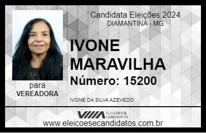 Candidato IVONE MARAVILHA 2024 - DIAMANTINA - Eleições