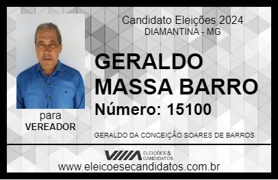 Candidato GERALDO MASSA BARRO 2024 - DIAMANTINA - Eleições