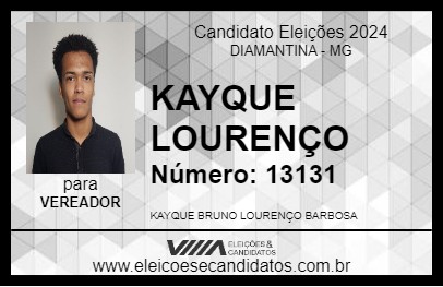 Candidato KAYQUE LOURENÇO 2024 - DIAMANTINA - Eleições