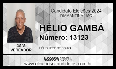 Candidato HÉLIO GAMBÁ 2024 - DIAMANTINA - Eleições