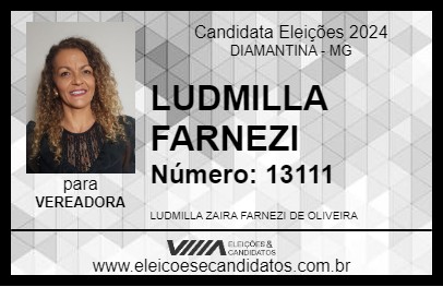 Candidato LUDMILLA FARNEZI 2024 - DIAMANTINA - Eleições