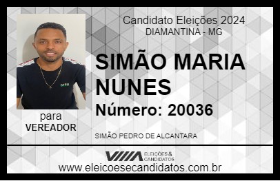 Candidato SIMÃO MARIA NUNES 2024 - DIAMANTINA - Eleições